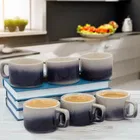6 Pcs Ceramic Tea & Coffee Cup Set - Dual Tone Blue