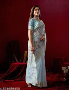 Thread Embroidery Kota Doria Cotton Saree for Women 