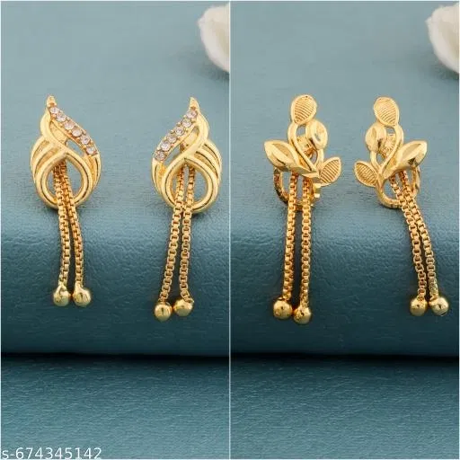 Gold-Plated Earrings/Studs/Bali Combo For Women'S/Girls