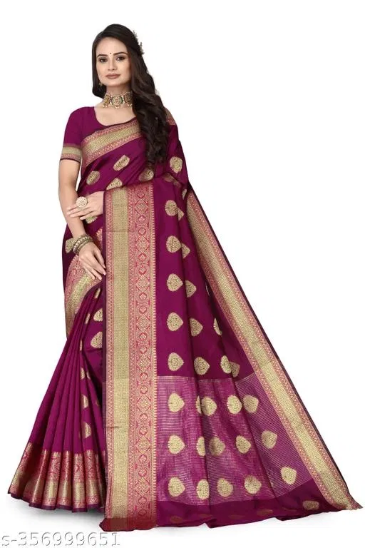 Banarasi Silk Zari Woven Saree for Women (Purple, 6.3 m)