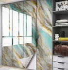 Decor Wallpaper for Home/Kitchen Green Gold Marble Printed 45x200cm