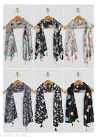 Chiffon Printed Scarves for Women, Multicolor, Pack of 6