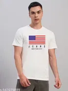 New York City Polyester T-Shirt for Men ,White 