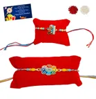 Metal 2 Pcs Rakhi with Greeting card, Roli 