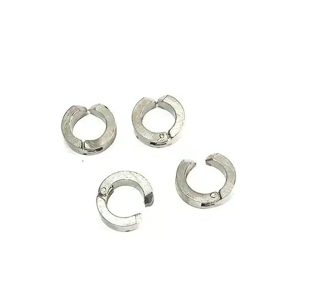Metallic Hoop Studs for Men & Boys (Multicolor, Set of 2)