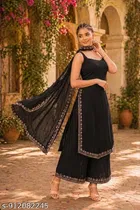 Embroidery Kurta Plazzo Set With Dupatta for Women 