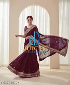 Georgette Saree for Women, Wine 