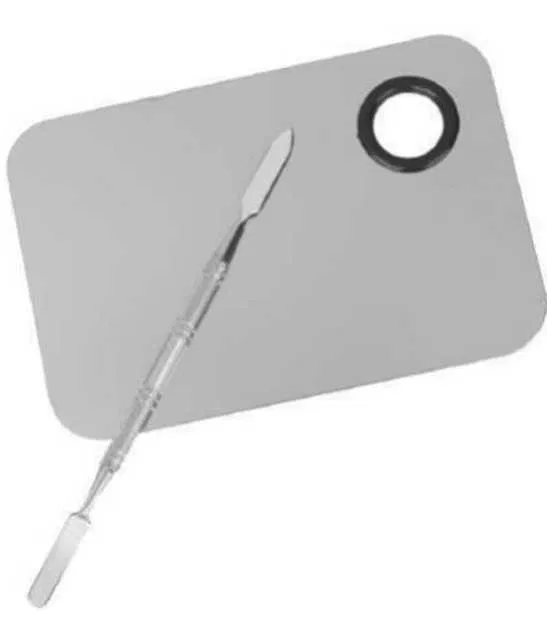 Lenon Makeup Accessory Stainless Steel Makeup Mixing Blending Palette & Spatula (D265)