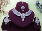 Silver Finish Enchanting Partywear Necklace Set with Royal Touch of Elegance for Women 