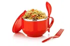 Inner Steel Microwave Safe Noodles, Soup Bowl with Spoon & Lid (Multicolor, Set of 1)