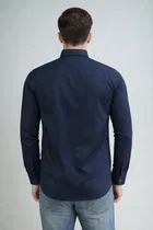 Smart Casual Wear Polycotton Shirt for Mens, Navy Blue 