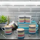 6 Pcs Ceramic Tea & Coffee Cup Set - Multicolour