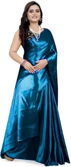 Satin Solid Saree for Women 