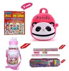 Combo of Kids Cartoon Bag Backpack, All In One Book, Water Bottle & Gift Set Geometry Set 
