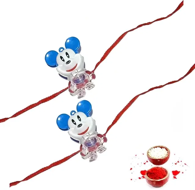 Plastic Mickey Mouse Rakhi for Kids (Multicolor, Pack of 2)