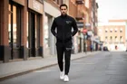 Polyester Printed Tracksuit for Men, Black 