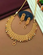 Alloy Necklace with Earrings for Women (Gold, Set of 1)