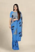 SVB जॉर्जेट साड़ी विद ब्लाउज फॉर विमेंस 