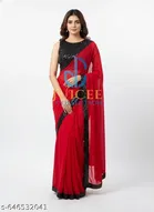 Georgette Saree for Women, Red 