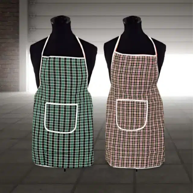 Cotton Kitchen Aprons (Multicolor, Pack of 2)
