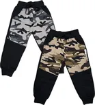 Woolen Printed Winter Trackpants for Boys (Grey & Brown, 12-18 Months) (Pack of 2)