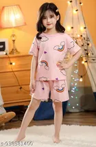 Cotton Blend Night Suit for Girls 