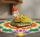Metal Decoretive Pooja Thali, Multicolour Pack of 2