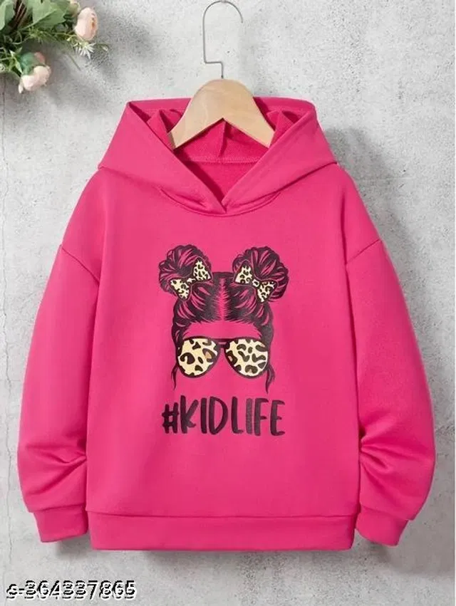 Cotton Blend Sweatshirt for Girls (Pink, 11-12 Years)