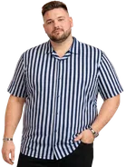 Cotton Blend Striper Shirt for Men, Blue 