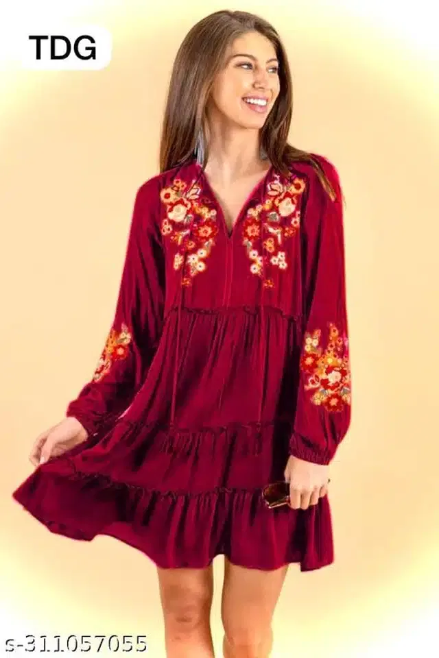 Full Sleeves Top for Women (Maroon, XXL)