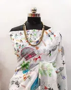 Cotton Linen Printed Saree for Women 