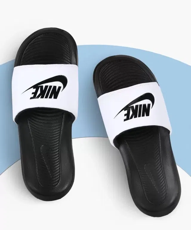 Nike Sliders for Men (Black & White, 10)