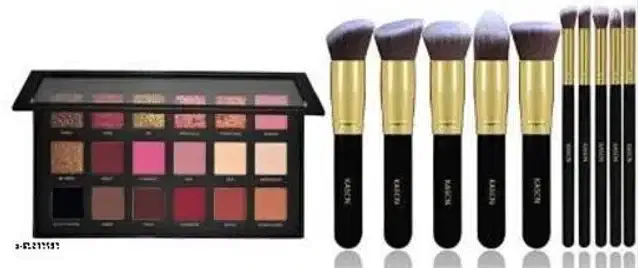 Eye Shadow Palette with (10 Pcs) Makeup Brushes (Multicolor, Set of 2)