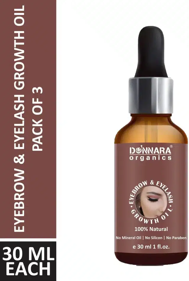 Donnara Organics Eyebrow & Eyelash Growth oil (Pack of 3, 30 ml)