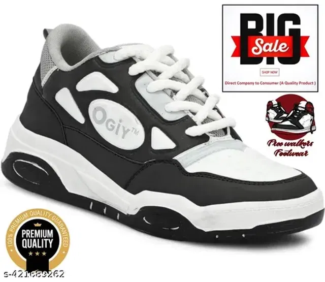 Sports Shoes for Men (White & Black, 9)