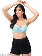 Cotton Blend Printed Padded Bra for Women 