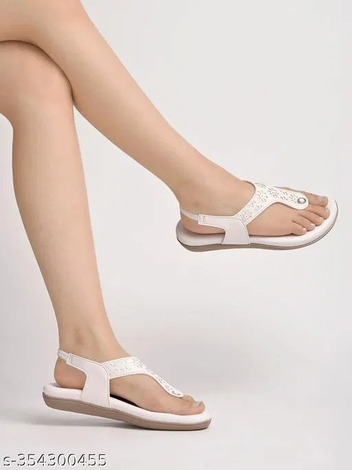 Shoetopia White Comfort Flat Sandals (IND-9)