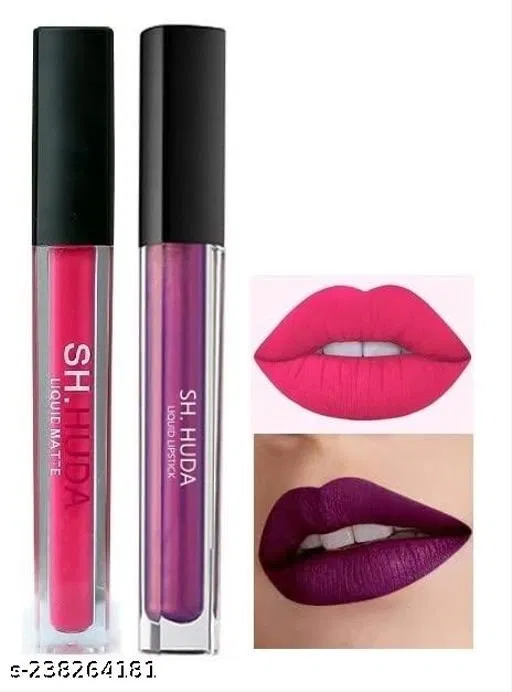 Sensational Non-Transfer,Waterproof,Long-Lasting Beauty Liquid Matte Lipsticks Swiss Edition For Girls/Women-BEST LIQUID MATTE LIPSTICK COLORS (PINK + PURPLE)