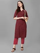 Women Cotton Blend Striped Kurta 