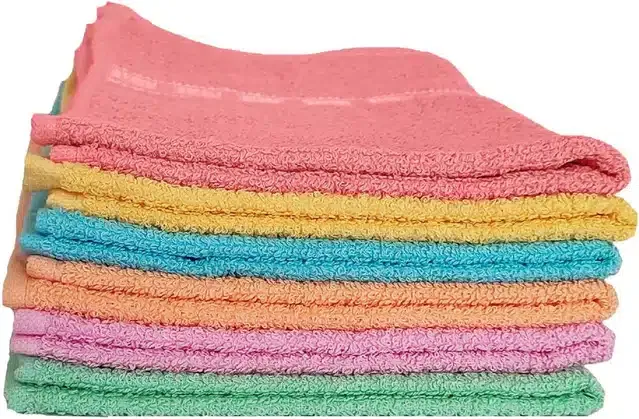 Cotton Super Absorbent Antibacterial Face & Hand Towels (Pack of 12) (Multicolor, 14x21 inches)