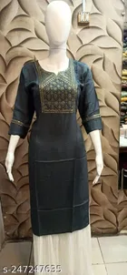 Rayon Slub Printed Kurti for Women 