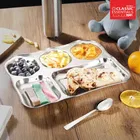 5 in 1 Compartments Dinner Plate with 1 Spoon 