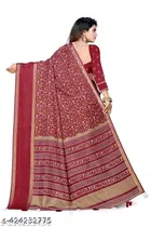 Silk Printed Saree for Women, Maroon 