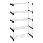 VEERJI 5 Layer Plastic Foldable Book Shelf/Shoe Rack, Multi-Level Storage Organizer for Home & Office