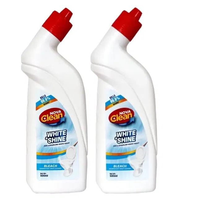 नोवा क्लीन व्हाइट एंड शाइन ब्लीच टॉयलेट क्लीनर 2X500 ml (पैक ऑफ 2)
