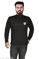 Woolen Solid Sweater for Men (Black, M)