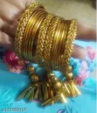 Gold Plated Alloy Bangles for Women, Pack of 4, Gold 