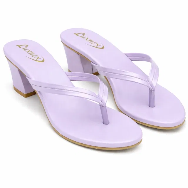 Solid Block Sandals for Women (Purple, 3)