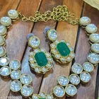Stylish Kundan Necklace Set for Women, Green