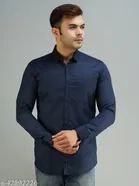 Solid Formal Polycotton Shirt for Mens ,Navy Blue 